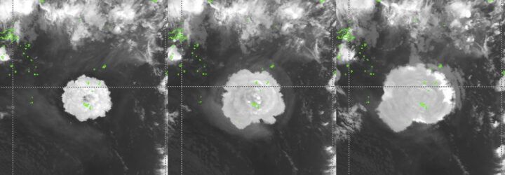 Meteorological images of the eruption.