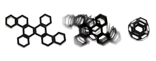 A chain of hexagonal shapes in order to form a ball filled like hexagonal sides on it