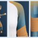 A full outfit design with another photo of the close up ombre green to blue color for the shirt and pants