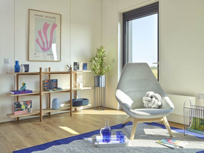 A white living room.