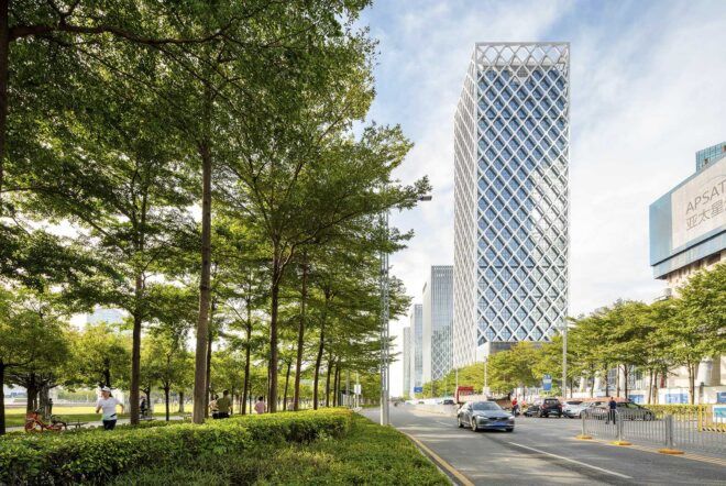 An office building by the road.