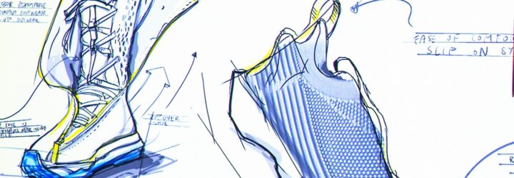 A blue-colored space shoe sketch