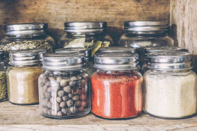 Jarred spices.