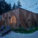 A square wooden building