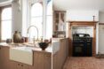 Left, a kitchen sink. Right, a stove.