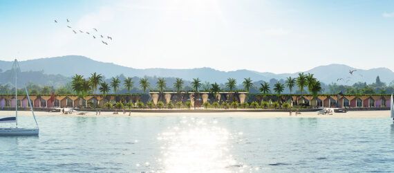 The village along a waterfront.