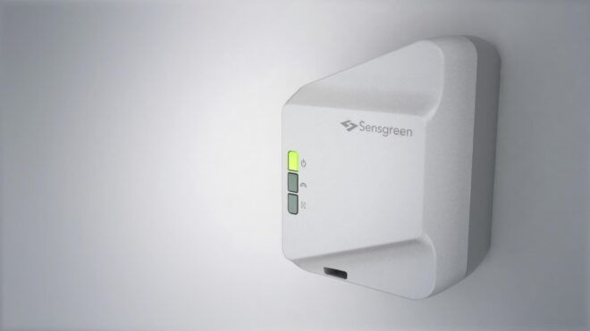A white Sensgreen mounted on a white wall