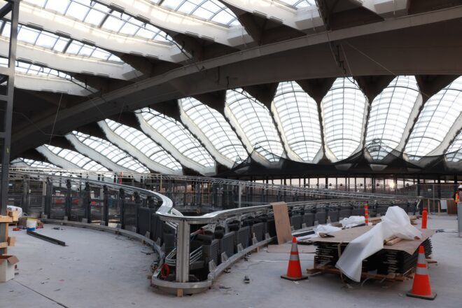 A view of a glass ceiling