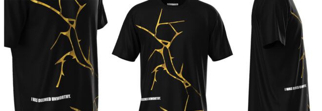 The front and back of a REBRANDED shirt.
