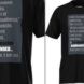 Two views of a black and gray shirt.