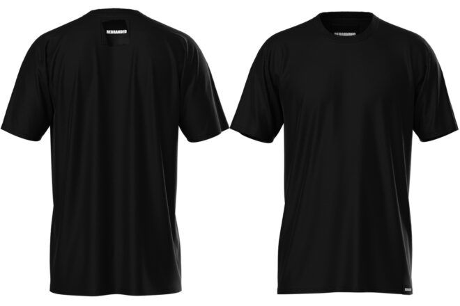 The front and back of a REBRANDED shirt.