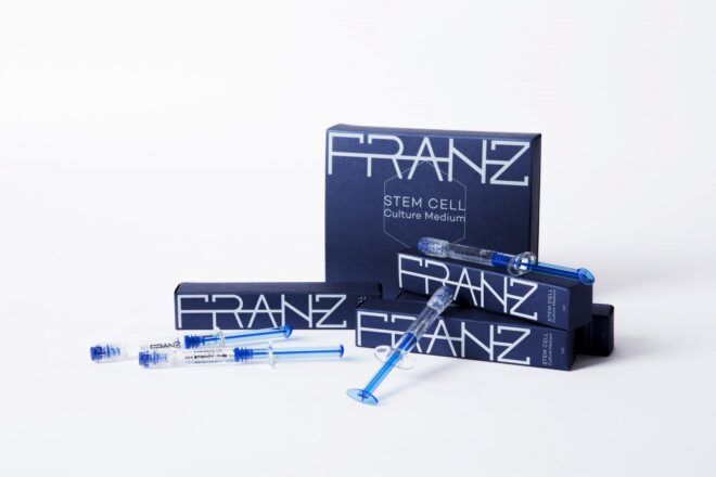 Blue boxes and packaging that reads Franz across them