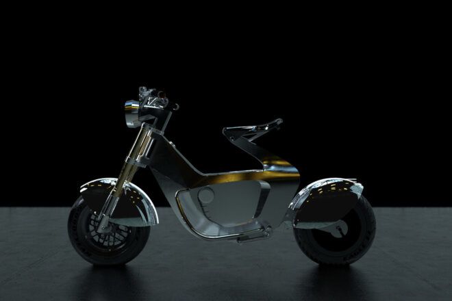 A scooter against a black background.