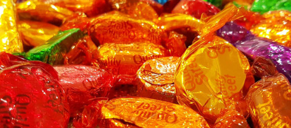 Candy wrappers for upcycling.