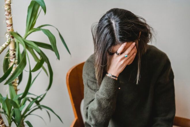 A person suffering from climate anxiety.