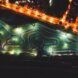 A race car track lit up at night