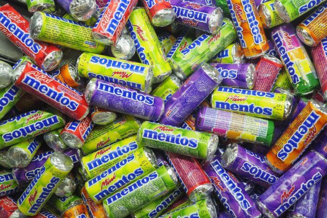 Candy wrappers for upcycling.