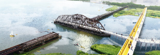 A bridge in a water bank
