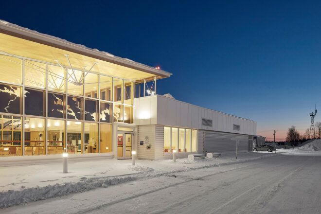 The exterior of an airport made using CLT.