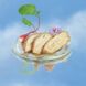 A plate of plant-based chicken strips with a blue sky background