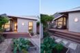 Two images showing a garden outside the home by the kitchen.