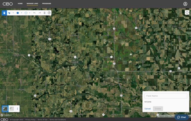 A satellite imaging of a field