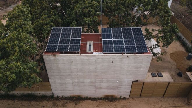 Solar panels are installed at the top of the Casa NU
