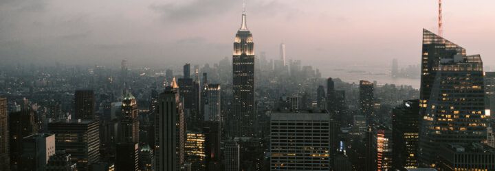 The NYC skyline, currently running on fossil fuels as the state debate hydropower.