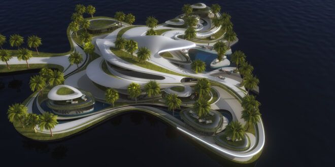 A curvy artificial island