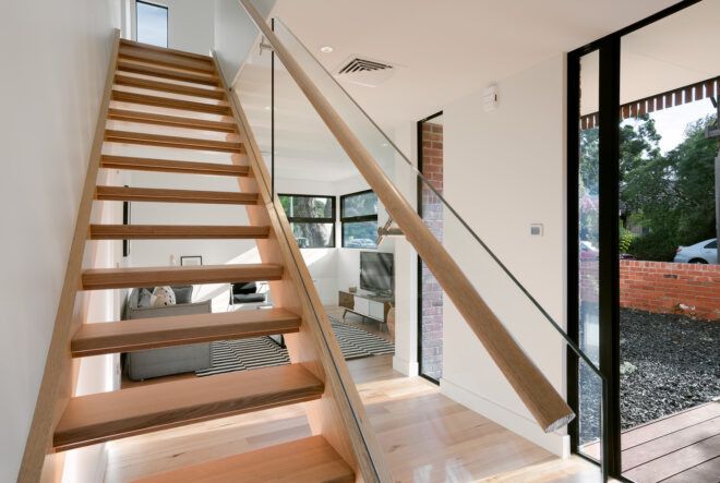 A wooden staircase