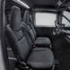 Interior black seating in the front