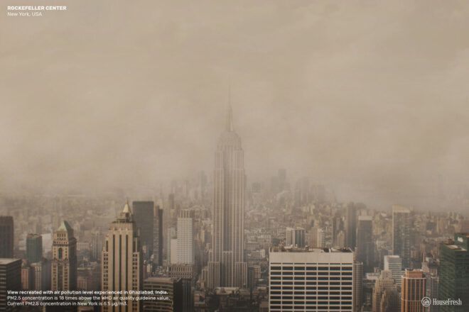 New York City landscape covered by air pollution