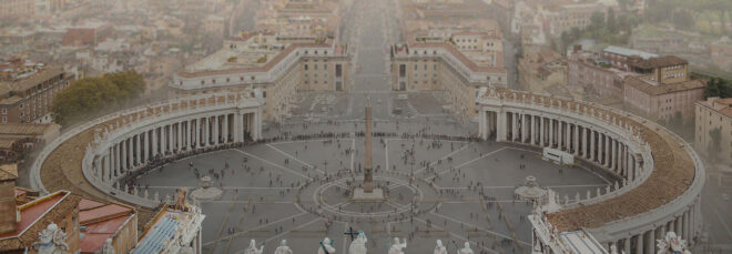Rome city landscape polluted by smog