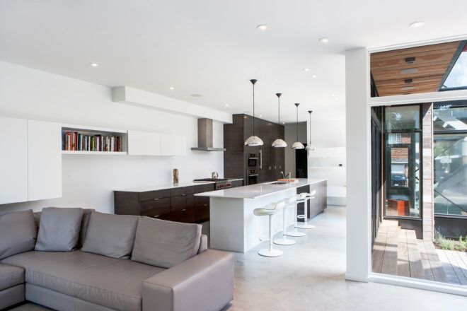 A living room seamlessly goes with the dining room