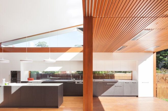 A divide between the kitchen and the outdoor area