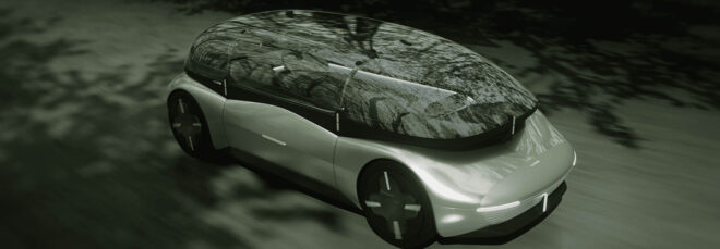 An electric vehicle moving