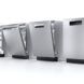 Four Beko dishwashers lined up in a row