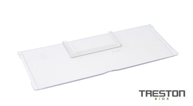 A white strip used as a divider for the bins