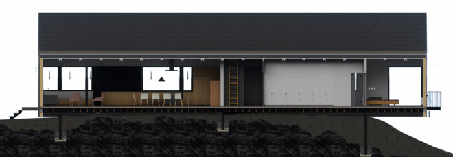 The front of a house planted into the ground