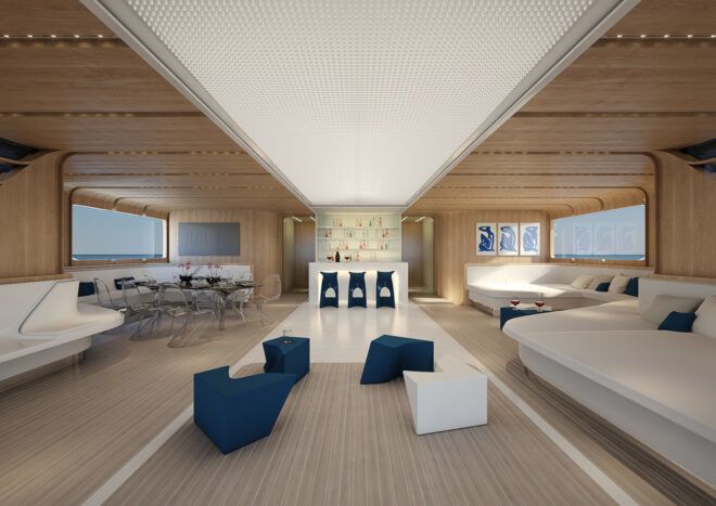 Inside sleeping area of the catamaran