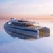 A catamaran floating in a water