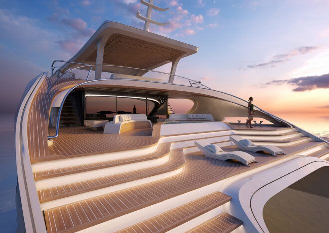 The front seating area of the catamaran