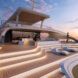 The front seating area of the catamaran