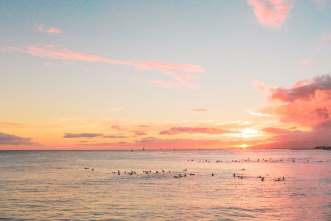 A sunset at a beach