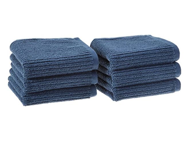 A set of eco-friendly hand towels in navy