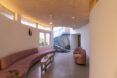 An interior area with curved walls
