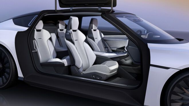 The inside features four seats
