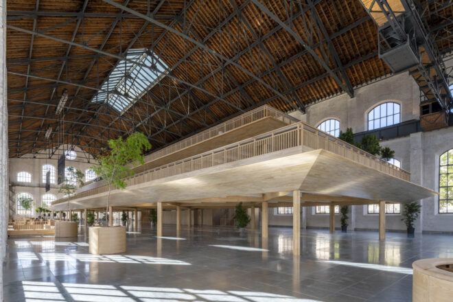 Inside wood structures and high ceiling