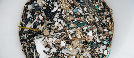 A bucket filled with microplastics