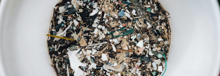 A bucket filled with microplastics